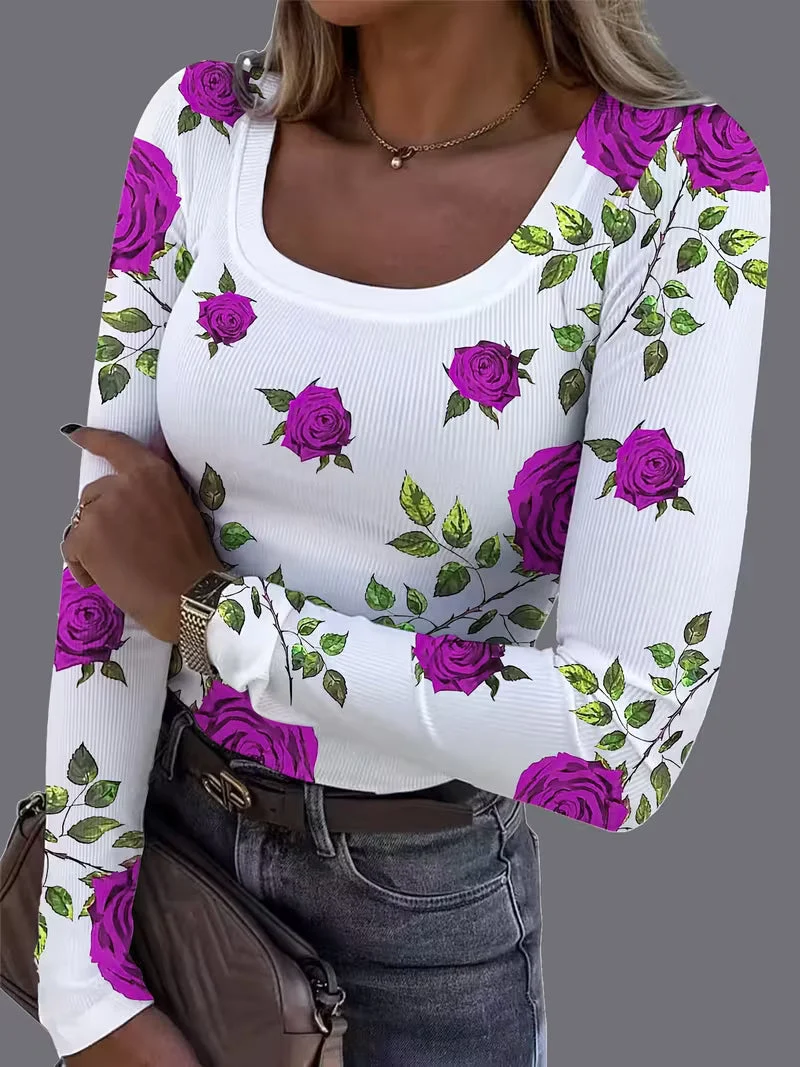 Rabiye – Oberteil mit Blumenmuster und quadratischem Ausschnitt