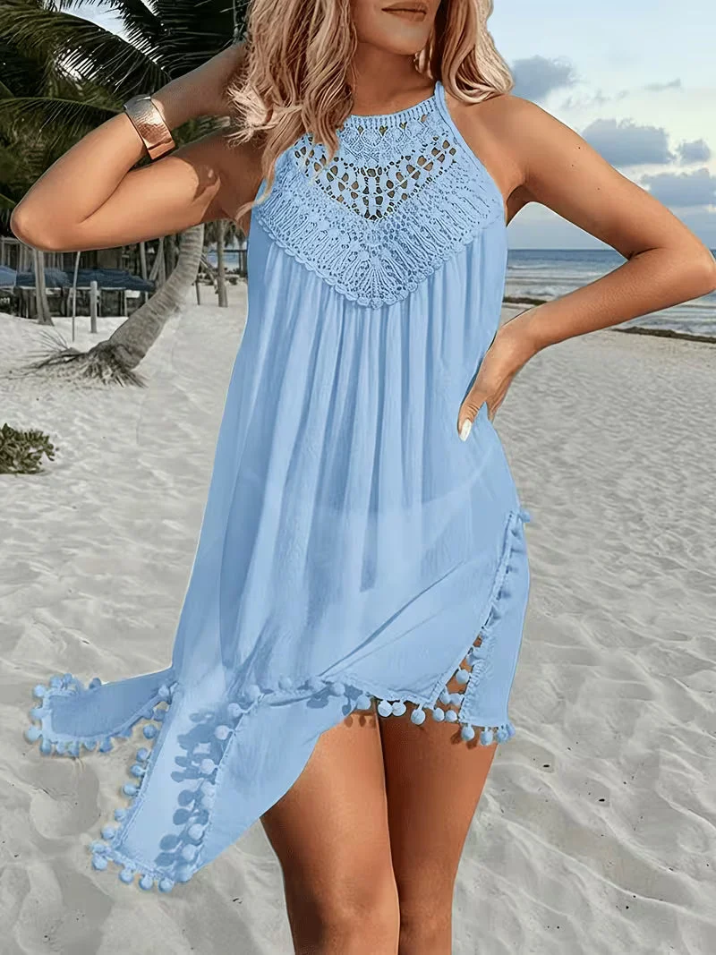 Shiena – Elegantes, Gehäkeltes Halter-Kleid Aus Spitze