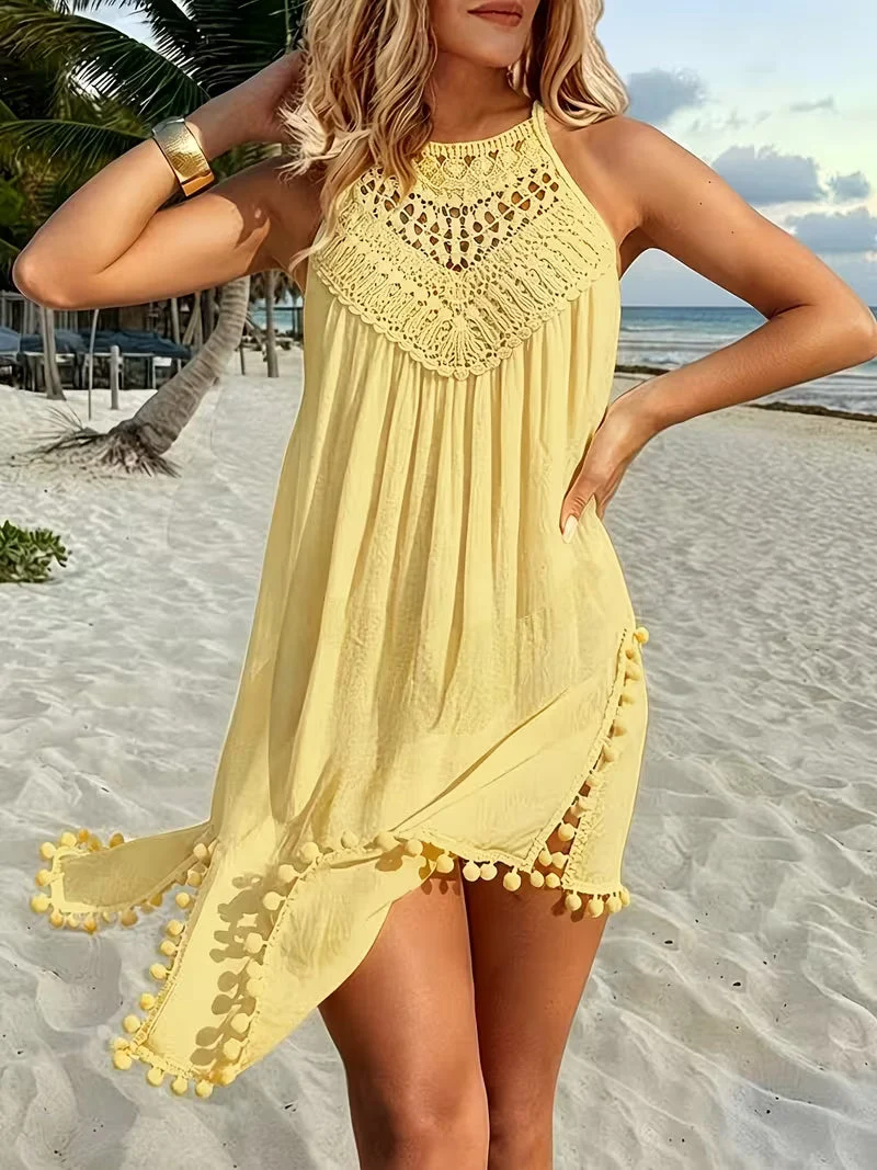 Shiena – Elegantes, Gehäkeltes Halter-Kleid Aus Spitze