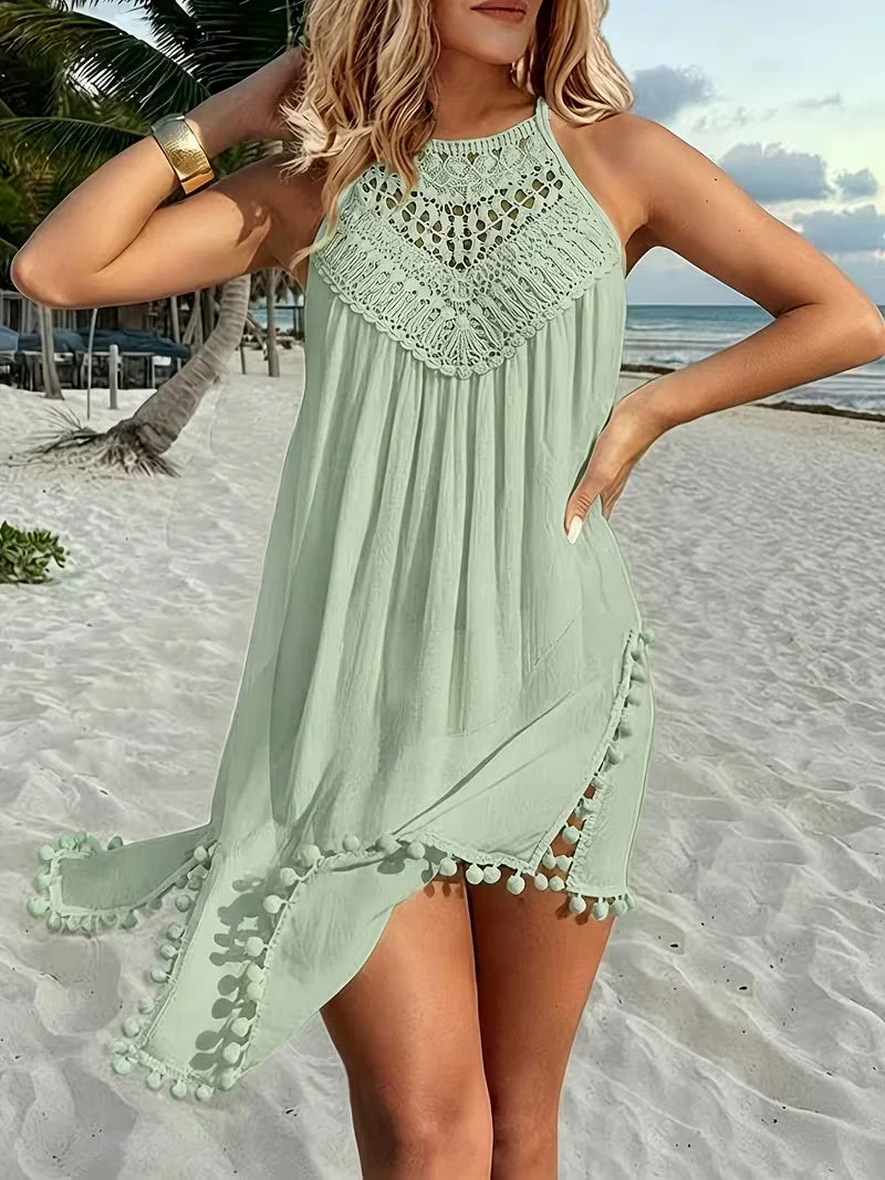 Shiena – Elegantes, Gehäkeltes Halter-Kleid Aus Spitze