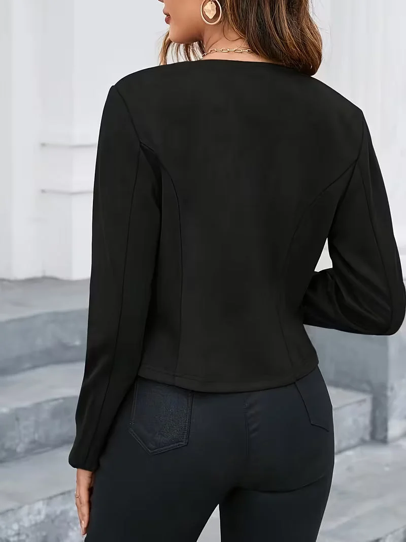 Eria – Wildlederjacke mit Rundhalsausschnitt und Reißverschluss
