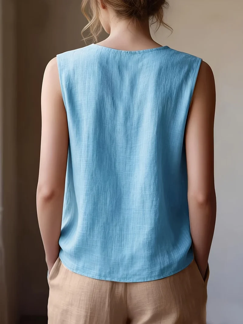 Safiya – Ärmellose Bluse MIT Rüschen Am Ausschnitt