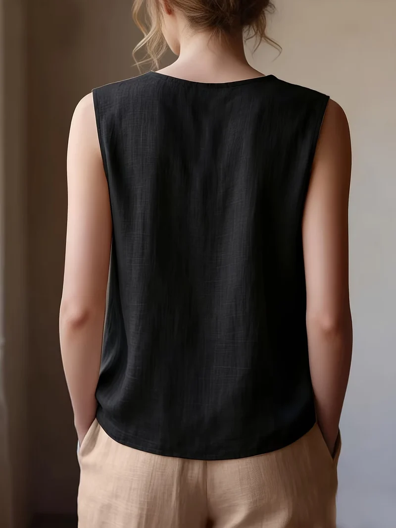 Safiya – Ärmellose Bluse MIT Rüschen Am Ausschnitt