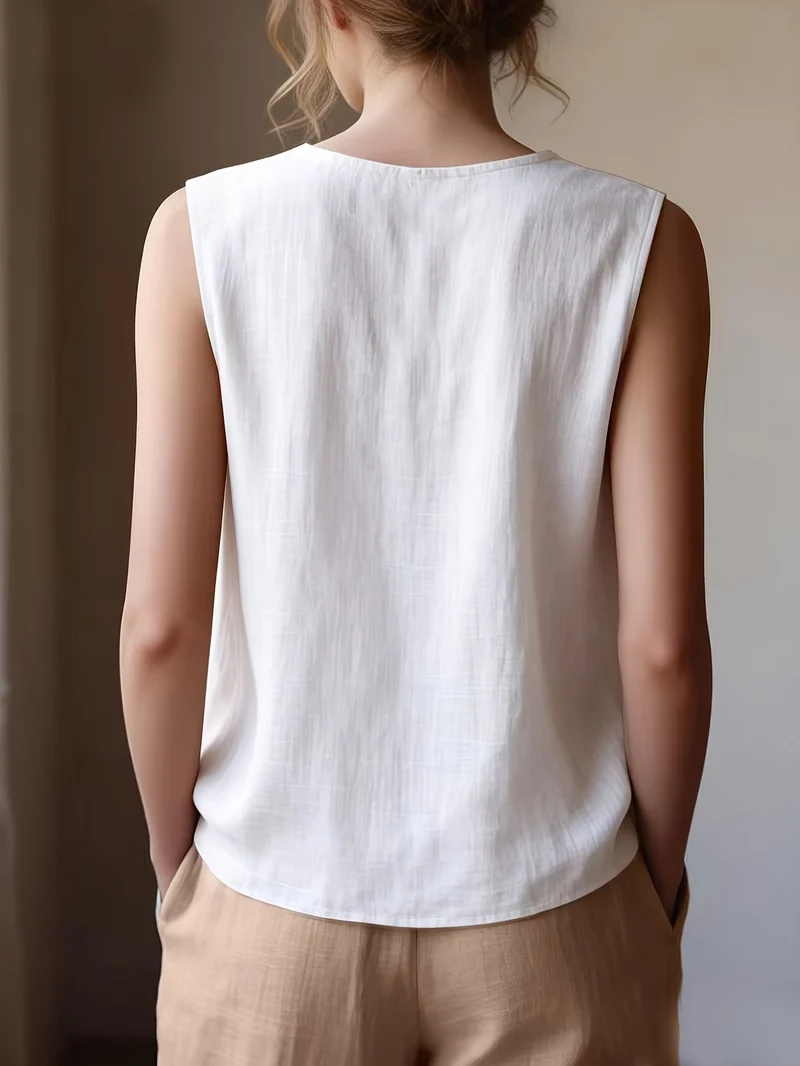 Safiya – Ärmellose Bluse MIT Rüschen Am Ausschnitt