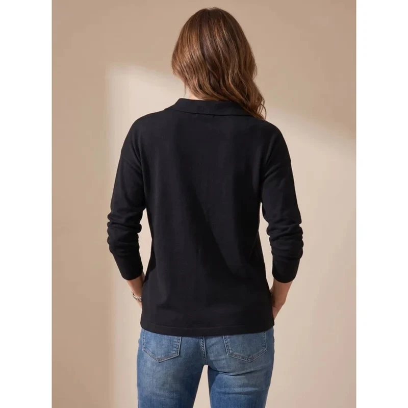 Catrina | Damen Pullover mit Kragen und Halb Zip