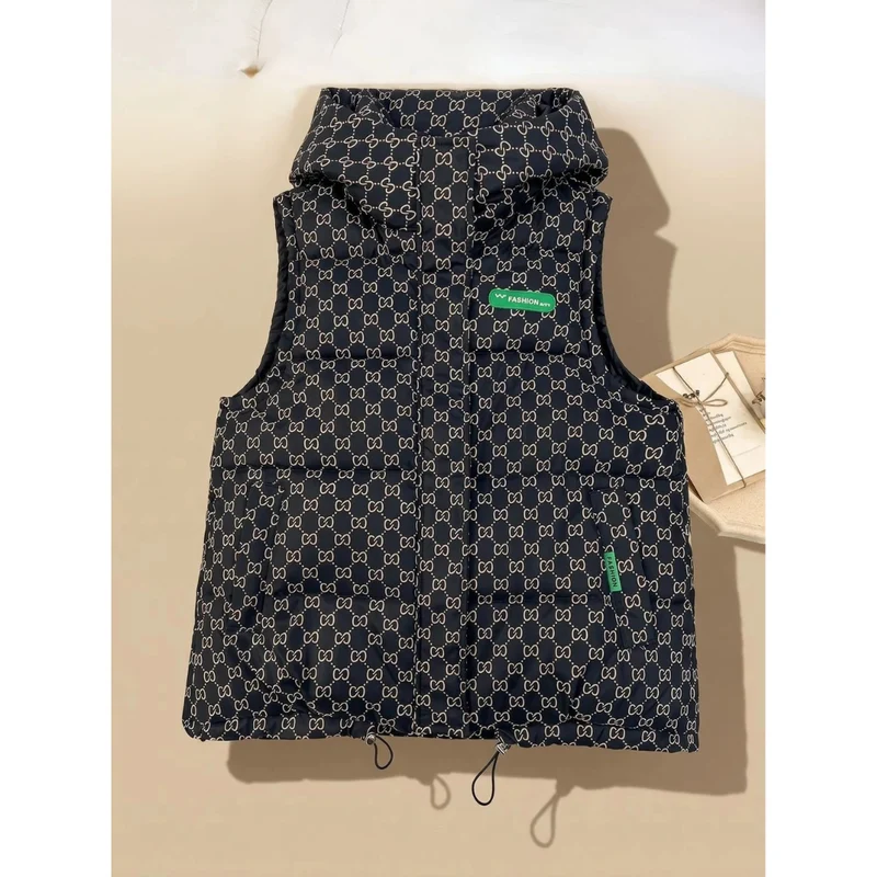 Eleni | Damen Steppweste mit Kapuze und Print