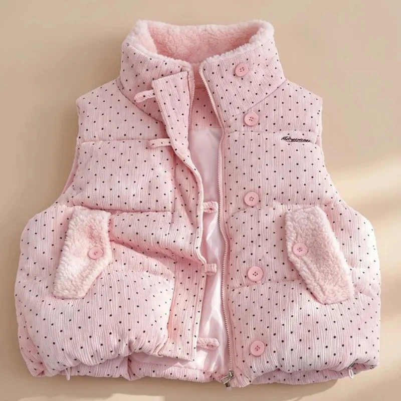 Emmi | Damen Punkt weste mit Fleece und Knöpfen