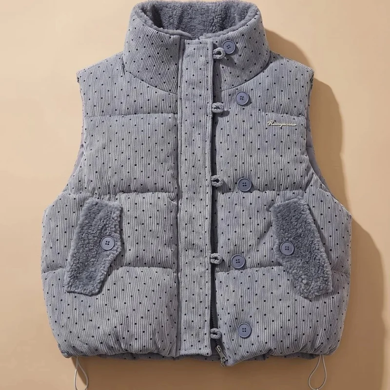 Emmi | Damen Punkt weste mit Fleece und Knöpfen