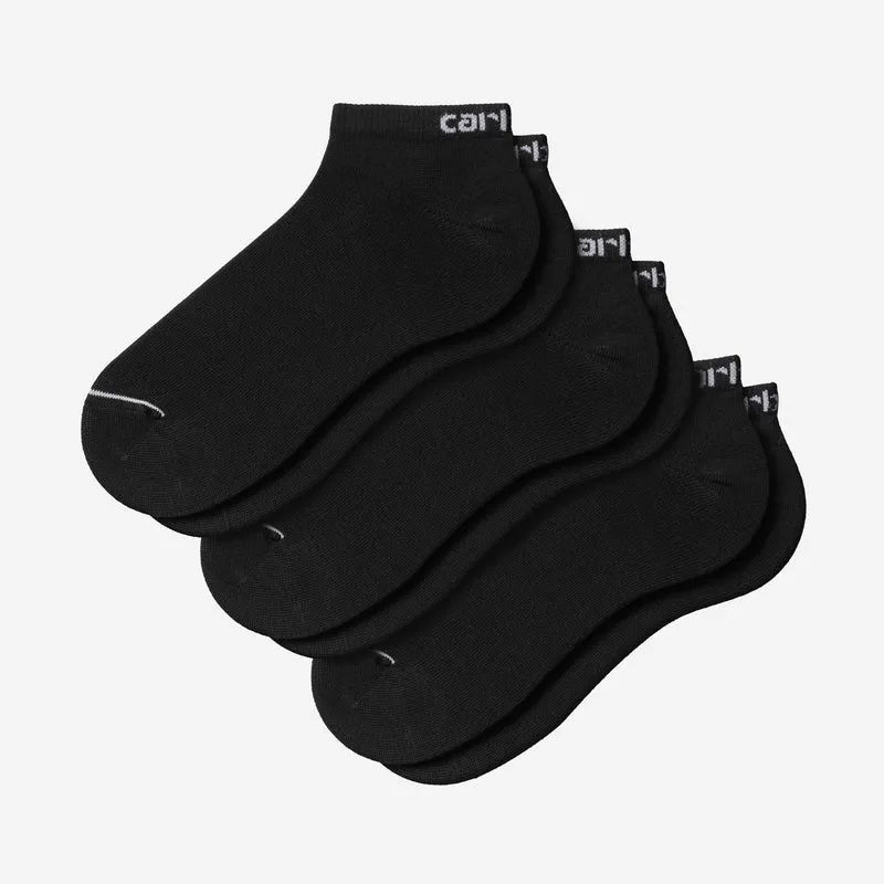 Carhartt WIP Herren-Sneaker-Socken mit Schriftzug | 3er-Pack | Schwarz