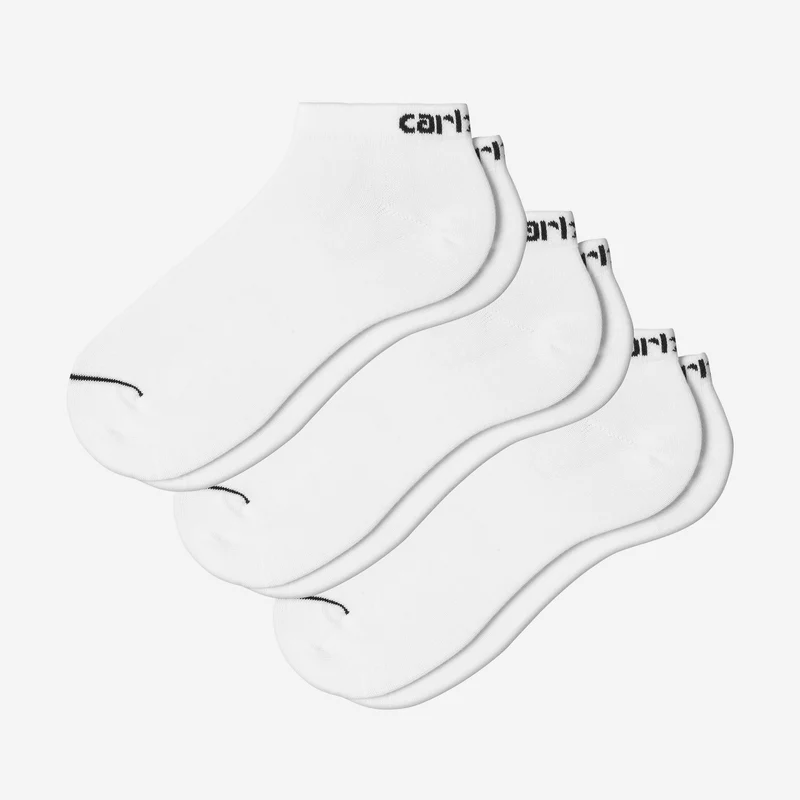 Carhartt WIP Herren-Sneaker-Socken mit Schriftzug | 3er-Pack | Weiß