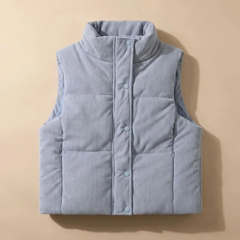 Oriana | Damen Steppweste mit Stehkragen, Taschen und Druckknöpfen