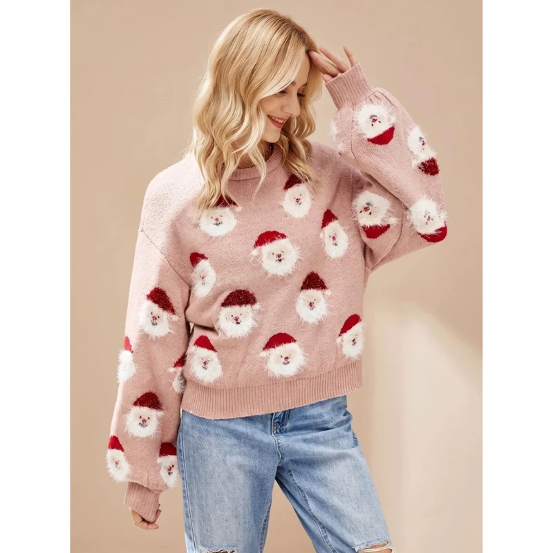 Katinka | Damen Oversized Pullover mit Weihnachten und langen Armen