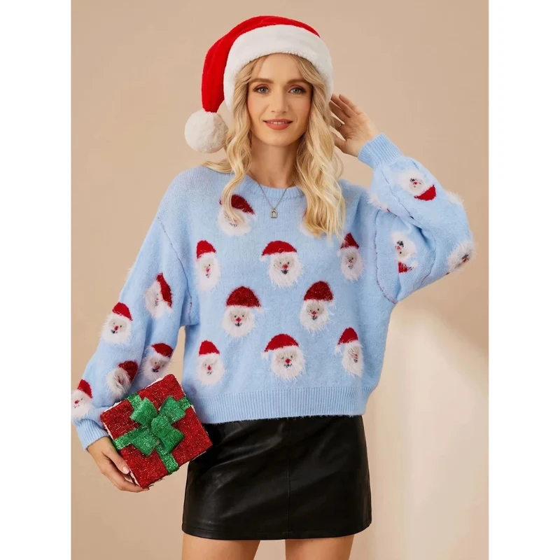 Katinka | Damen Oversized Pullover mit Weihnachten und langen Armen