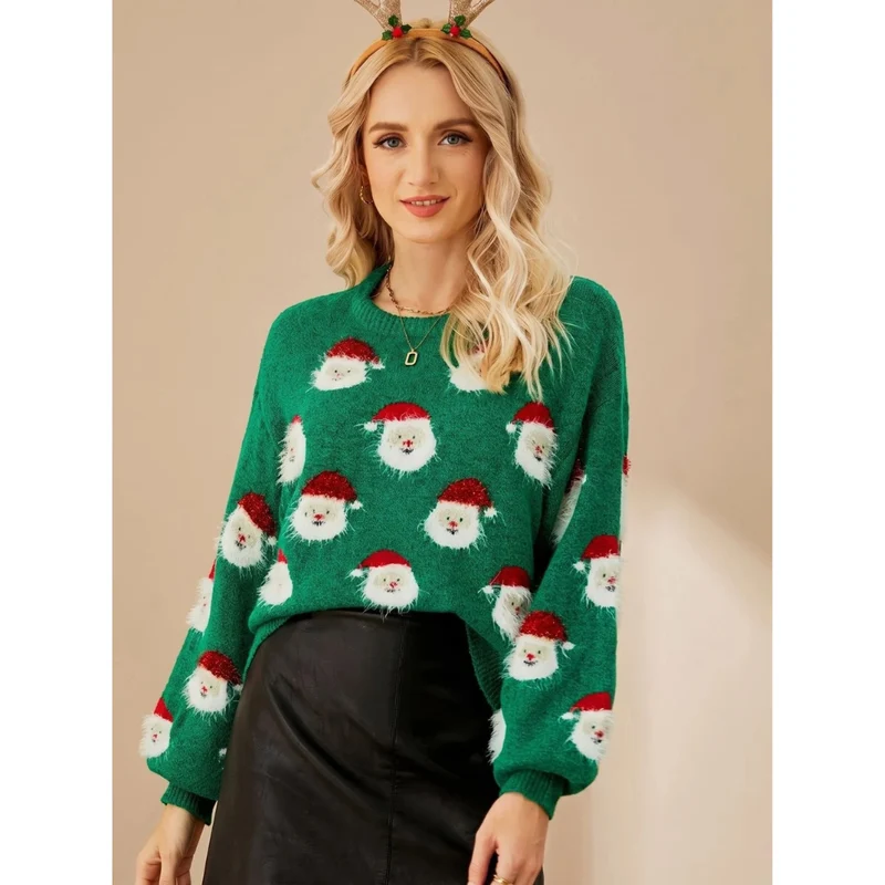 Katinka | Damen Oversized Pullover mit Weihnachten und langen Armen