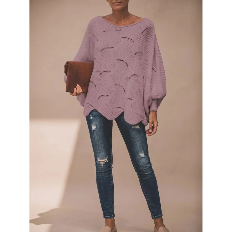 Mariella | Damen Strickpullover mit weitem langen Arm und Muster
