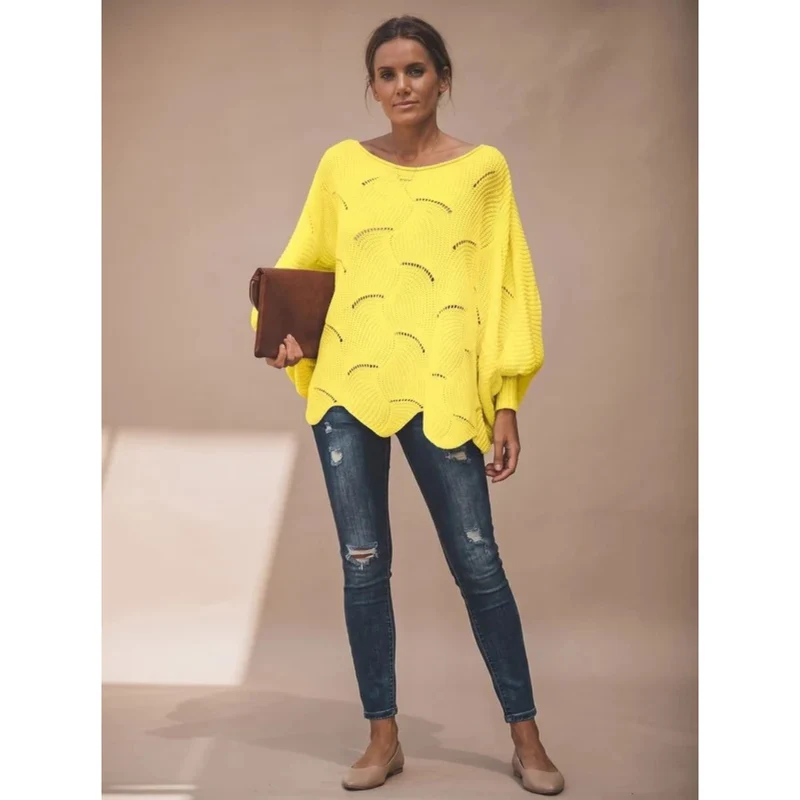 Mariella | Damen Strickpullover mit weitem langen Arm und Muster