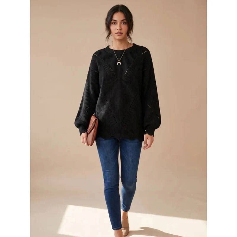 Mariella | Damen Strickpullover mit weitem langen Arm und Muster