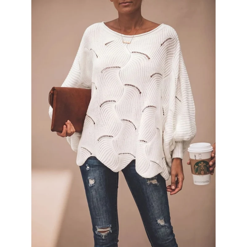 Mariella | Damen Strickpullover mit weitem langen Arm und Muster