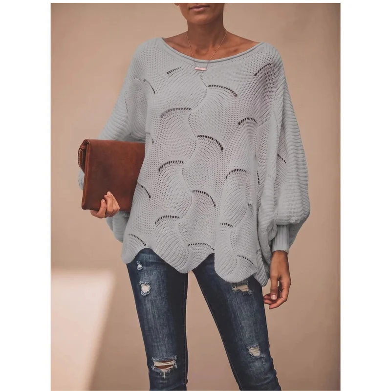 Mariella | Damen Strickpullover mit weitem langen Arm und Muster