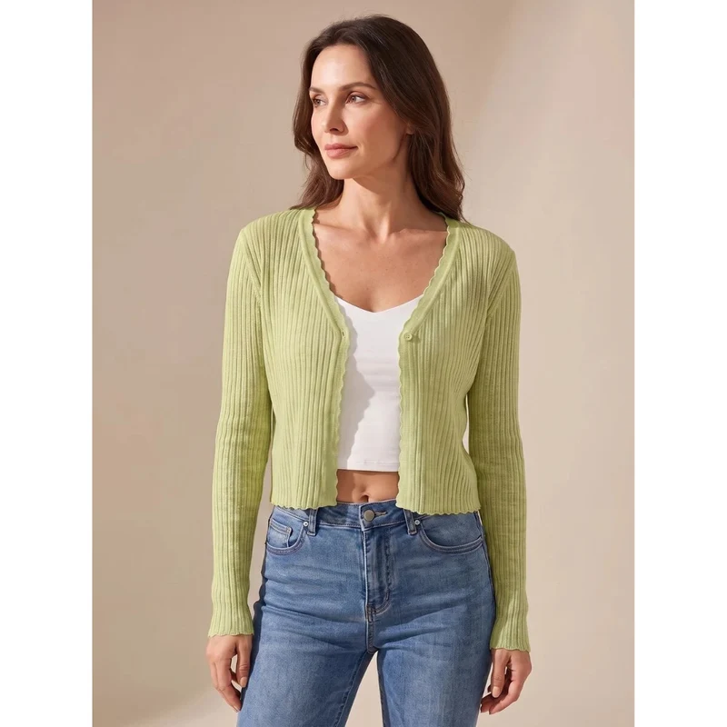 Doreen | Damen Leichte Strickjacke mit V Ausschnitt und Knöpfen