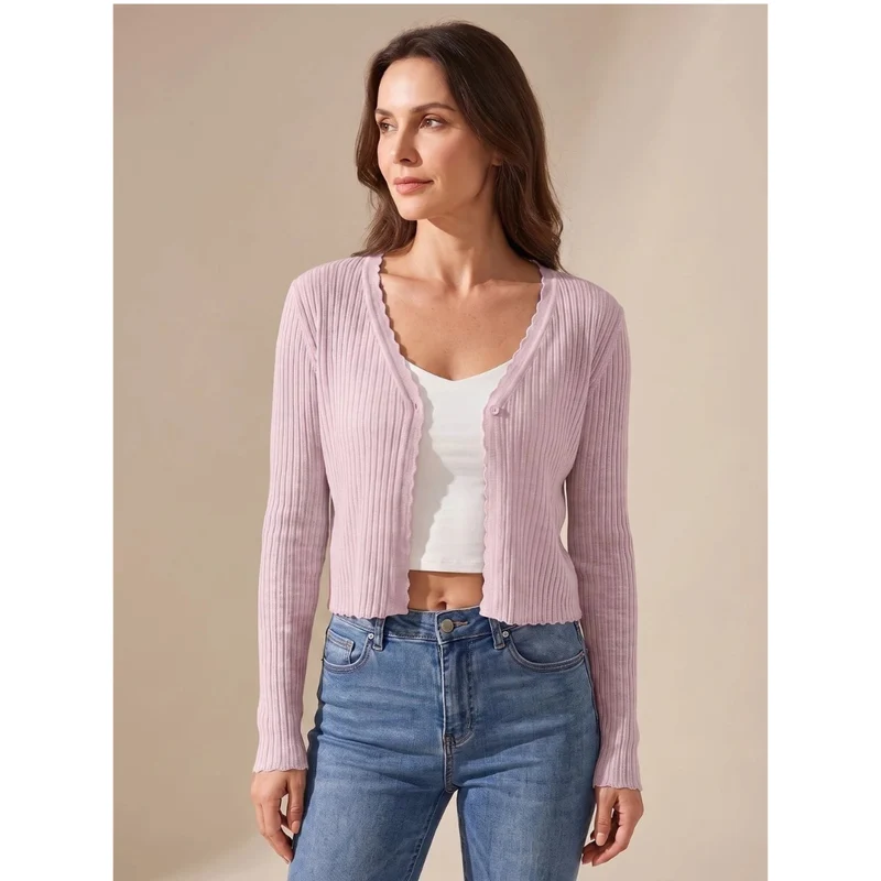 Doreen | Damen Leichte Strickjacke mit V Ausschnitt und Knöpfen