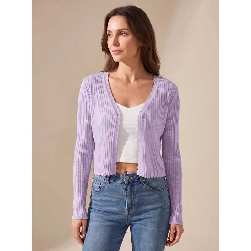 Doreen | Damen Leichte Strickjacke mit V Ausschnitt und Knöpfen