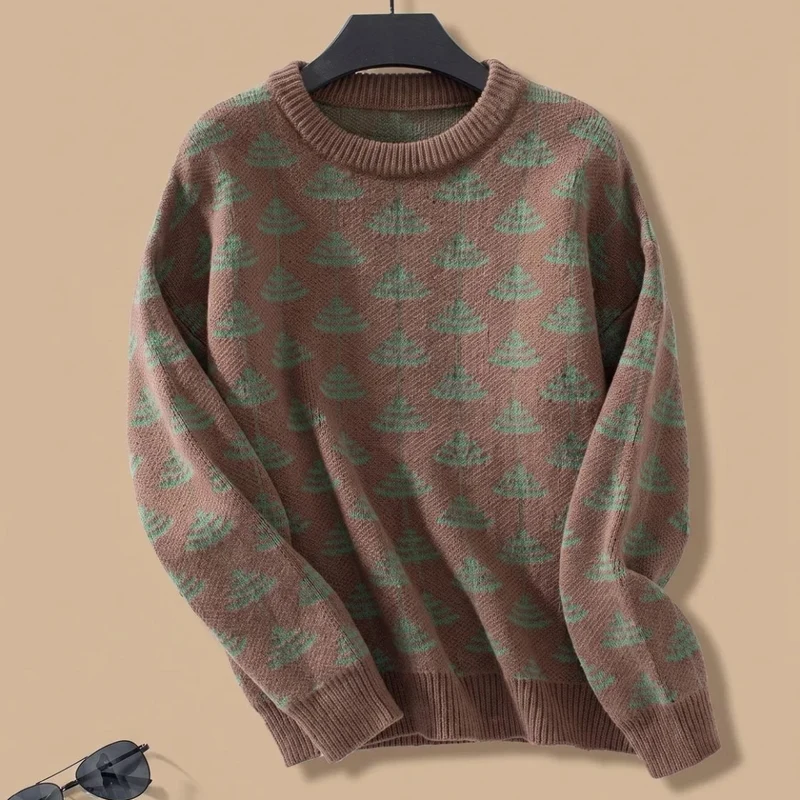 Paulina | Damen Pullover mit Weihnachtsbaum Muster und Langarm Stil