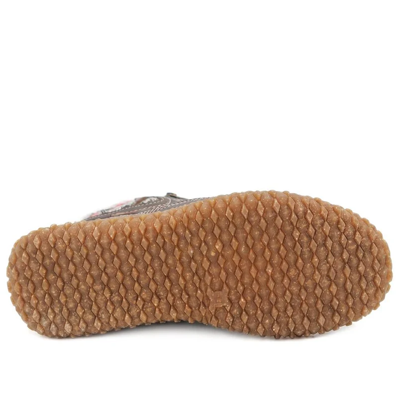 Loretta Zip & Lace Knitted Cuff Ankle Boots - HAK44000 / 329 615 - Brown