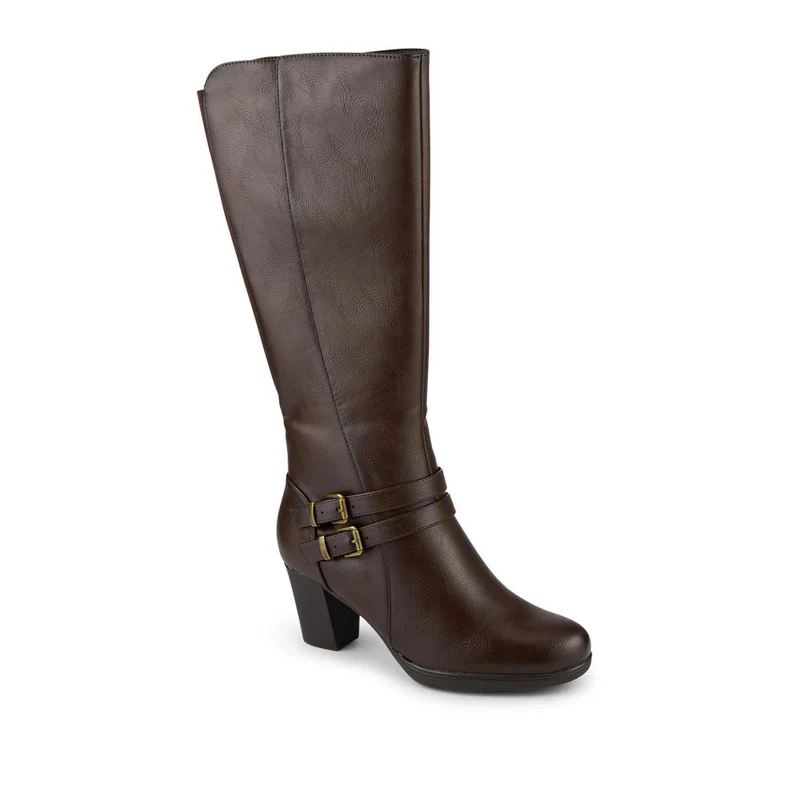 Heeled Calf-Stretch Long Boots - WK42007 / 327 914 - Chocolate