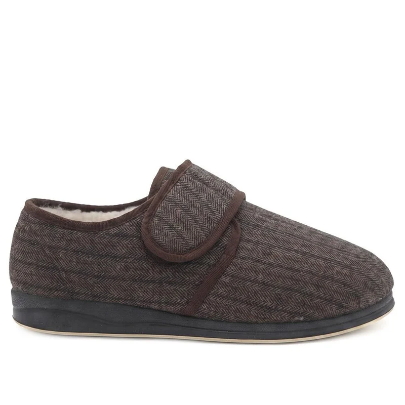 Extra Wide Faux Fur Lined Slippers - AUGUST / 328 471 - Brown