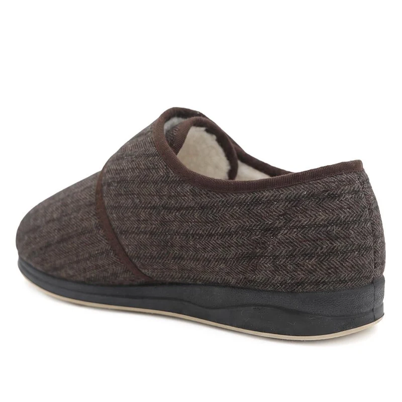 Extra Wide Faux Fur Lined Slippers - AUGUST / 328 471 - Brown