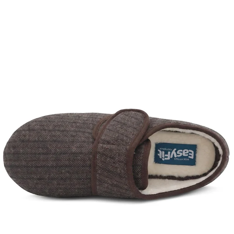 Extra Wide Faux Fur Lined Slippers - AUGUST / 328 471 - Brown