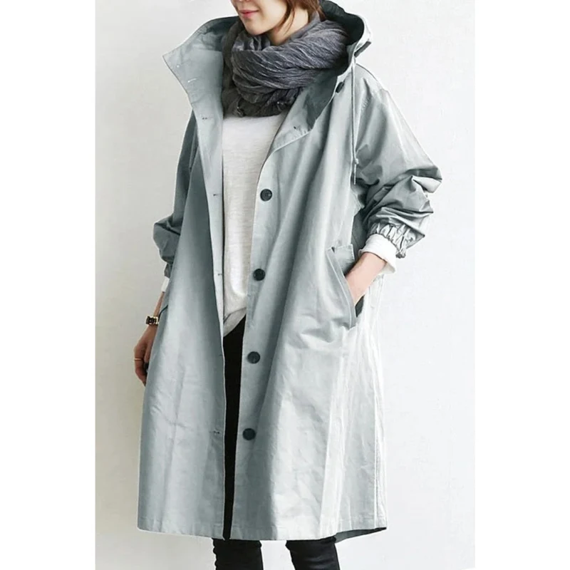 Lilly | Damen Regenjacke mit Kapuze, wasserdicht und Knöpfen