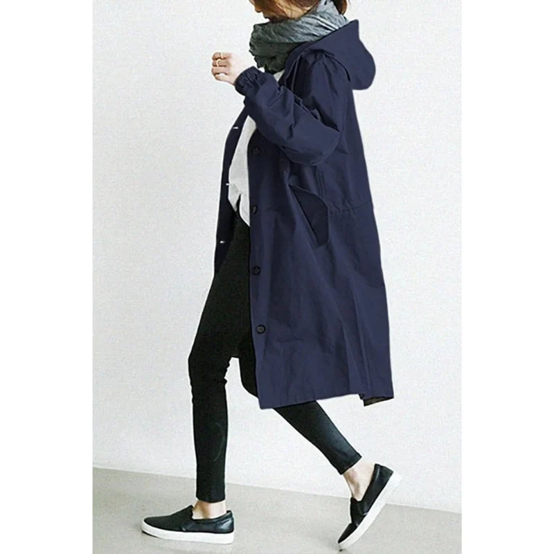 Lilly | Damen Regenjacke mit Kapuze, wasserdicht und Knöpfen