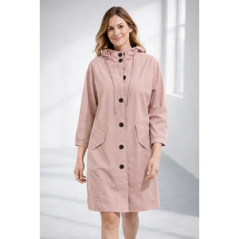 Lilly | Damen Regenjacke mit Kapuze, wasserdicht und Knöpfen