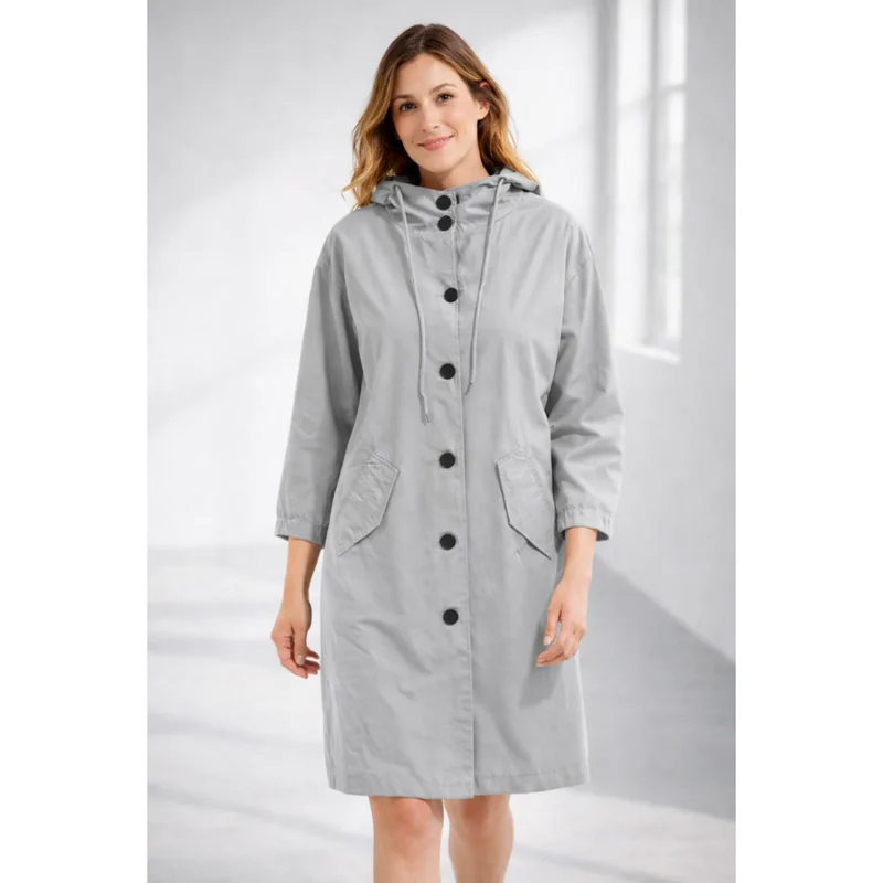 Lilly | Damen Regenjacke mit Kapuze, wasserdicht und Knöpfen