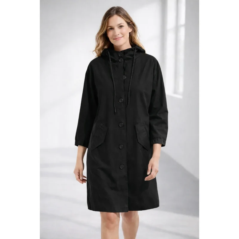 Lilly | Damen Regenjacke mit Kapuze, wasserdicht und Knöpfen