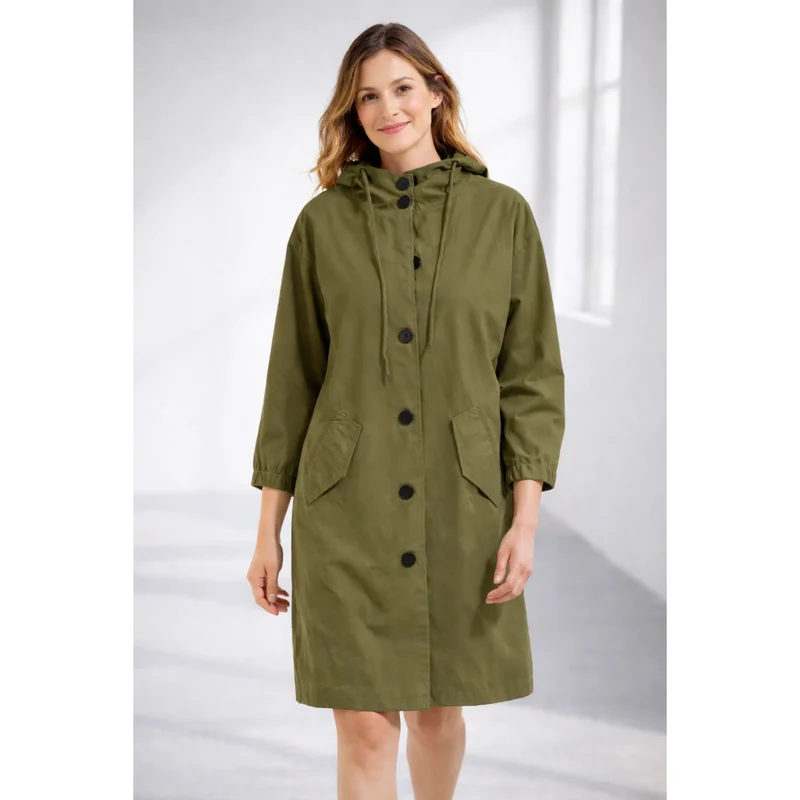 Lilly | Damen Regenjacke mit Kapuze, wasserdicht und Knöpfen