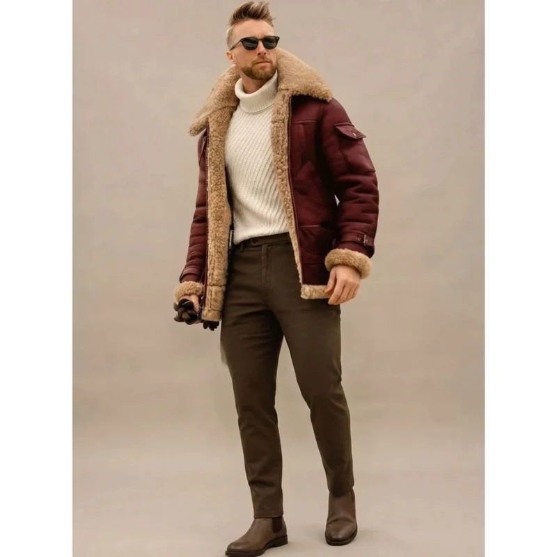 Nils | Herren Winterjacke mit Kragen, Reißverschluss und Taschen