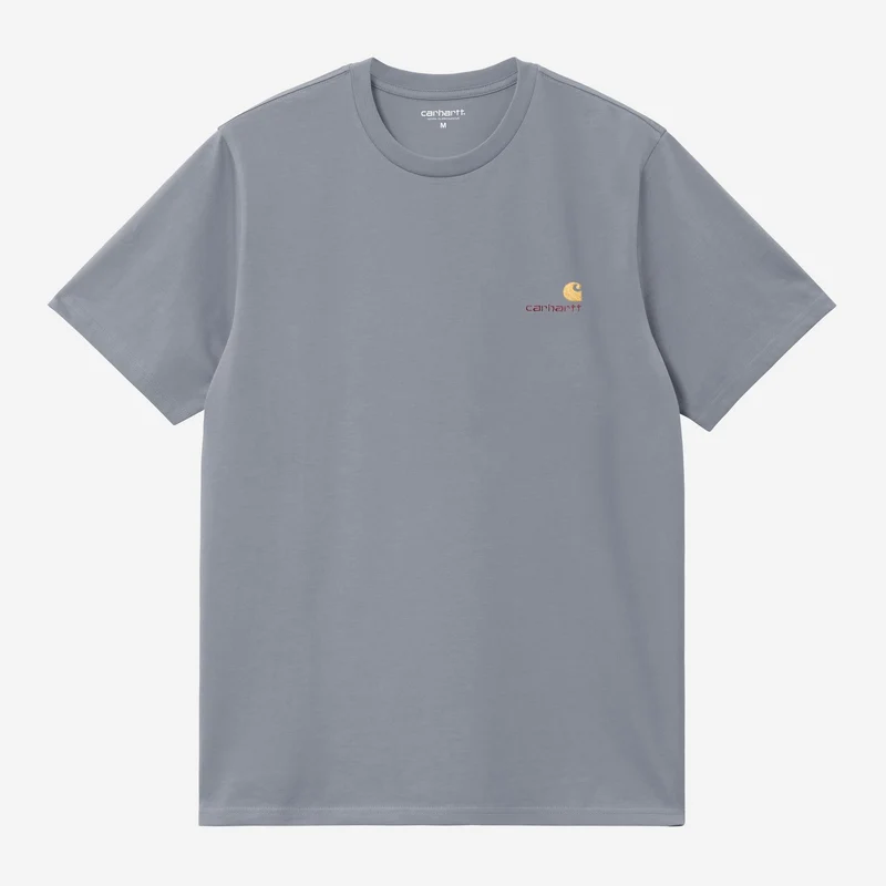 Carhartt WIP Herren Kurzarm American Script T-Shirt | Schattiges Blau