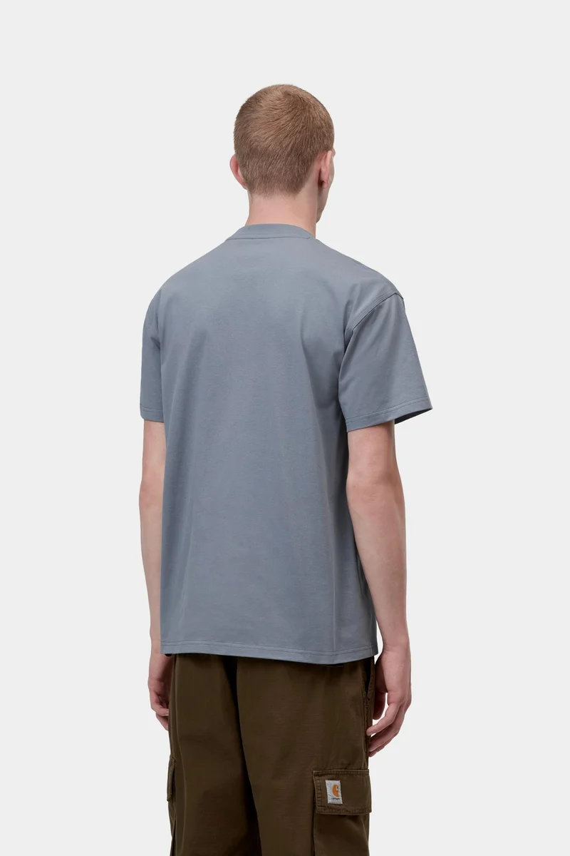 Carhartt WIP Herren Kurzarm American Script T-Shirt | Schattiges Blau