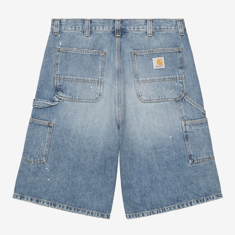 Carhartt WIP Herren OG Single Knee Kurz | Blaue Destroy Wash Farbspritzer