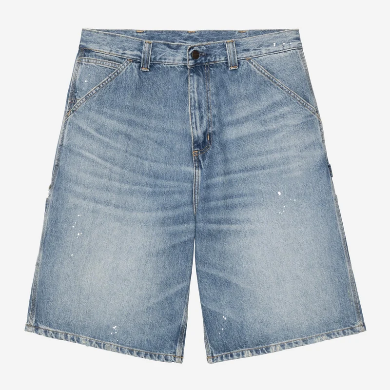 Carhartt WIP Herren OG Single Knee Kurz | Blaue Destroy Wash Farbspritzer