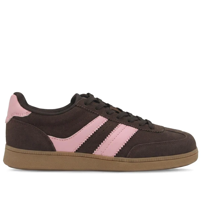 Bellissimo Leather Striped Lace Up Trainers - BELDINGX43005 / 329 348 - Dark Brown