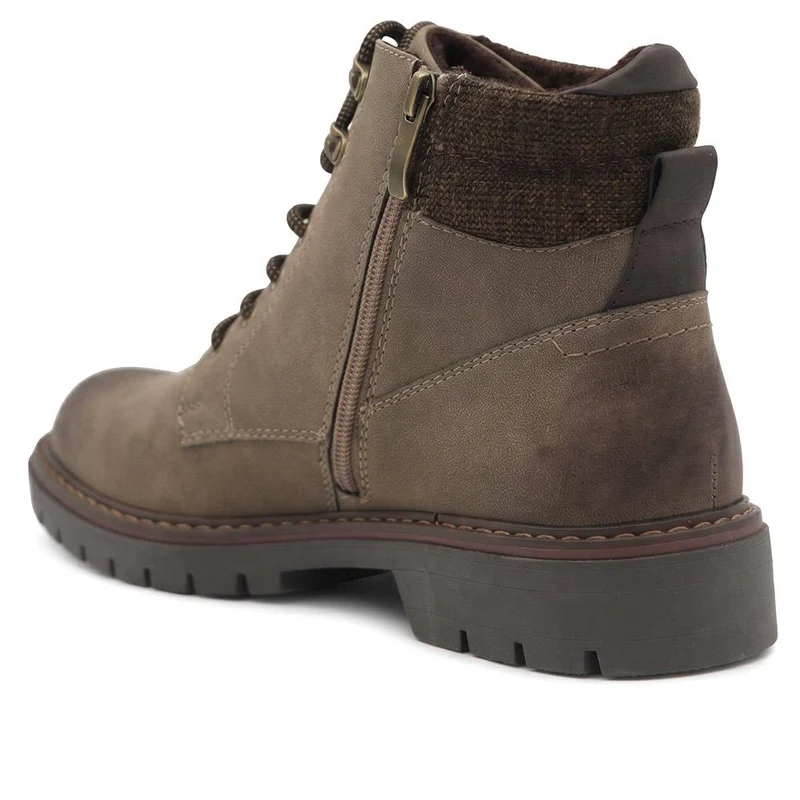 Padded Cuff Lace Up Boots - GANG44011 / 329 939 - Tan
