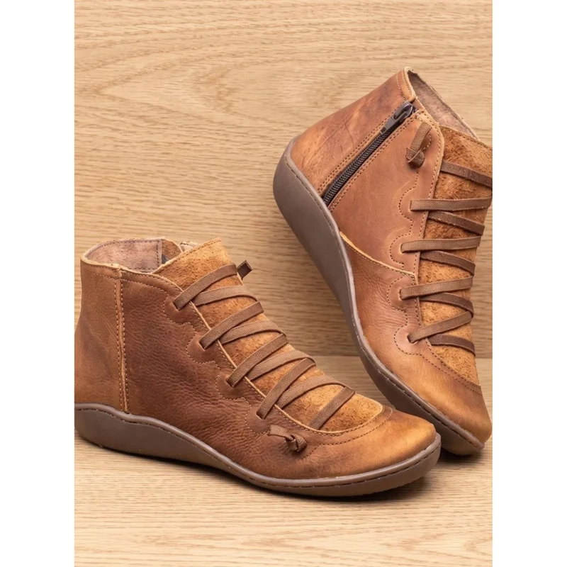 Gina | Damen Orthopädische Stiefeletten mit Schnürung und Reißverschluss