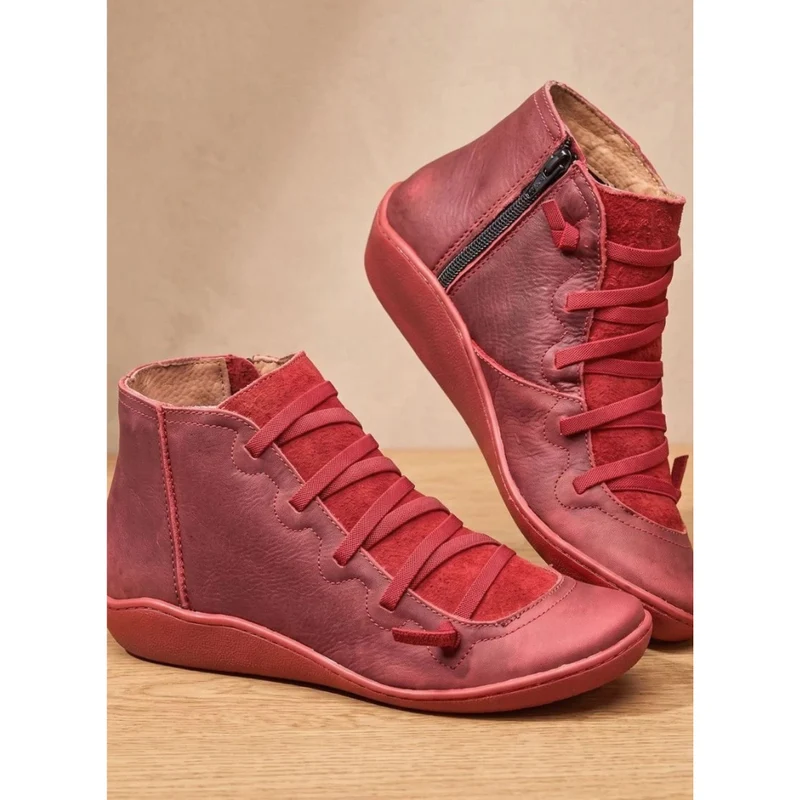 Gina | Damen Orthopädische Stiefeletten mit Schnürung und Reißverschluss