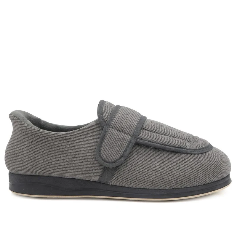 EasyFit Extra Wide Touch Fasten Slippers - JEREMY / 330 322 - Grey