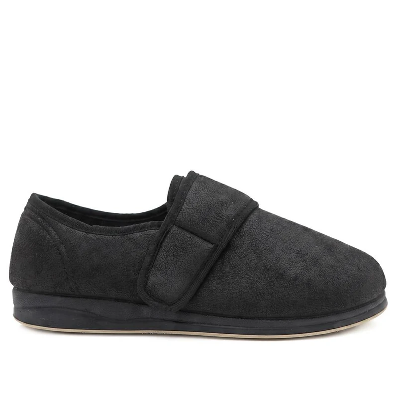 EasyFit Extra Wide Adjustable Fit Slippers - NICHOLAS / 330 323 - Black-Black