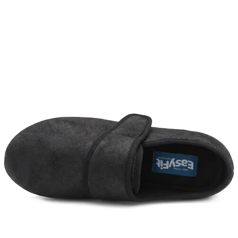 EasyFit Extra Wide Adjustable Fit Slippers - NICHOLAS / 330 323 - Black-Black